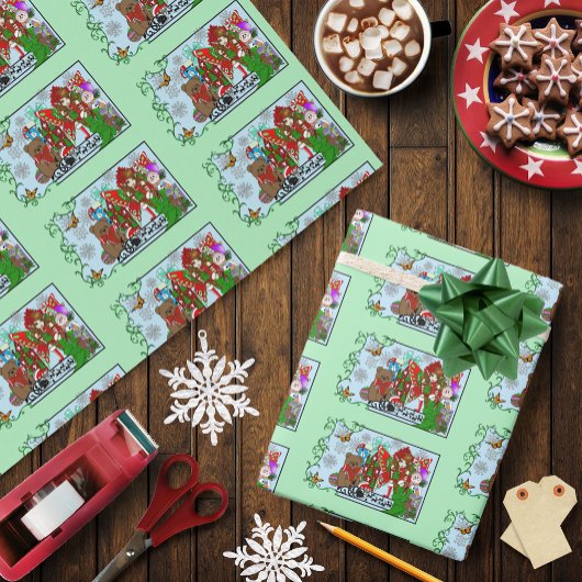 Brunette Kerst Present Fairy Cadeaupapier