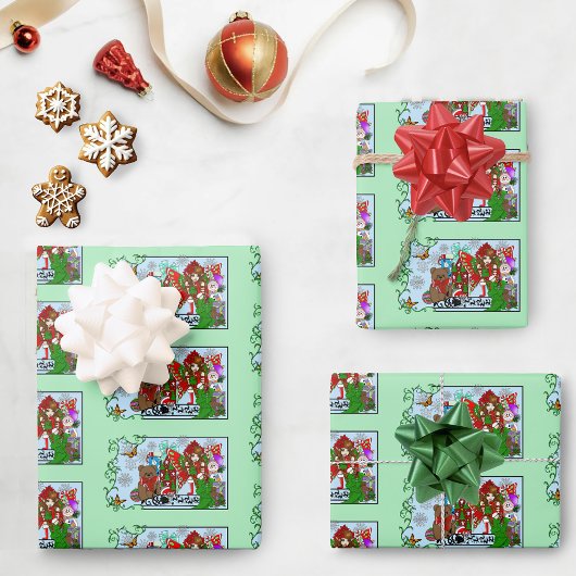 Brunette Kerst Present Fairy Inpakpapier Vel