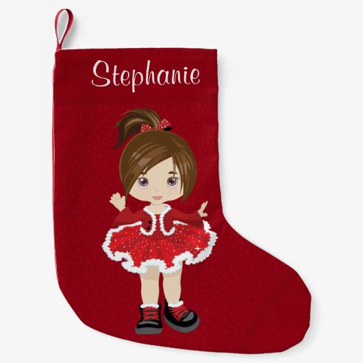 Brunette Kersthip Hop Dancer Kleine Kerstsok (Voorkant)