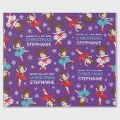 Brunette Kerstmis Ballerina Cadeaupapier (Vlak)