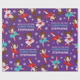 Brunette Kerstmis Ballerina Cadeaupapier
