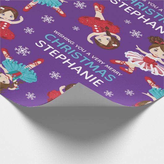 Brunette Kerstmis Ballerina Cadeaupapier (Hoek)