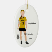 Brunette Lacrosse Player in zwart-wit Keramisch Ornament (Rechts)