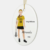 Brunette Lacrosse Player in zwart-wit Keramisch Ornament (Links)