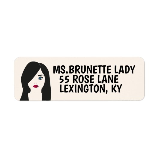 BRUNETTE  LADY REURN ADRESETIKETTEN ETIKET (Voorkant)