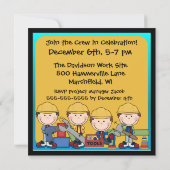 Brunette Little Fix-it Man Birthday Invitation Kaart (Achterkant)