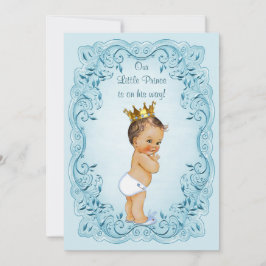 Brunette Little Prince Blue verlaat Baby shower Kaart