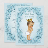Brunette Little Prince Blue verlaat Baby shower Kaart (Voorkant / Achterkant)