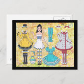 Brunette Lolita Paper Doll Briefkaart (Voorkant / Achterkant)