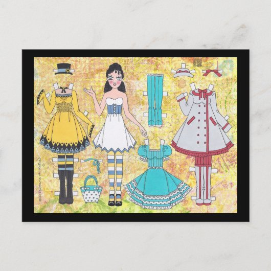 Brunette Lolita Paper Doll Briefkaart (Voorkant)