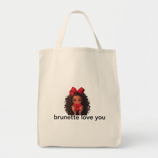 Brunette Love You Canvas tas - Schattigee romantis (Voorkant)