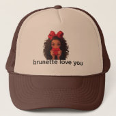 Brunette Love You Trucker Hat – Schattige & trendy Trucker Pet (Voorkant)