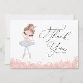 Brunette Meisje Ballerina in Witte Jurk Verjaardag Bedankkaart (Voorkant)