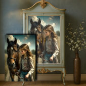 Brunette Meisje Bruin Paard Rustieke Country Decou Tissuepapier