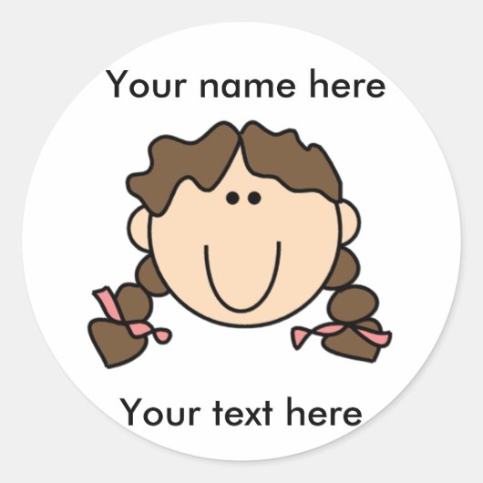  brunette meisje met vlechten ronde sticker (Voorkant)