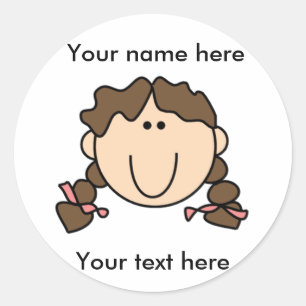  brunette meisje met vlechten ronde sticker