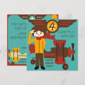 Brunette Meisje Piloot Verjaardag Uitnodigingen (Voorkant / Achterkant)