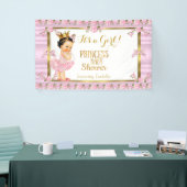 Brunette Meisje Prinses Baby shower Roze Goud Tutu Spandoek (Beurs)
