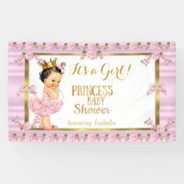 Brunette Meisje Prinses Baby shower Roze Goud Tutu Spandoek