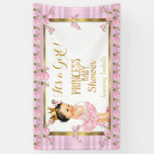 Brunette Meisje Prinses Baby shower Roze Goud Tutu Spandoek (Verticaal)
