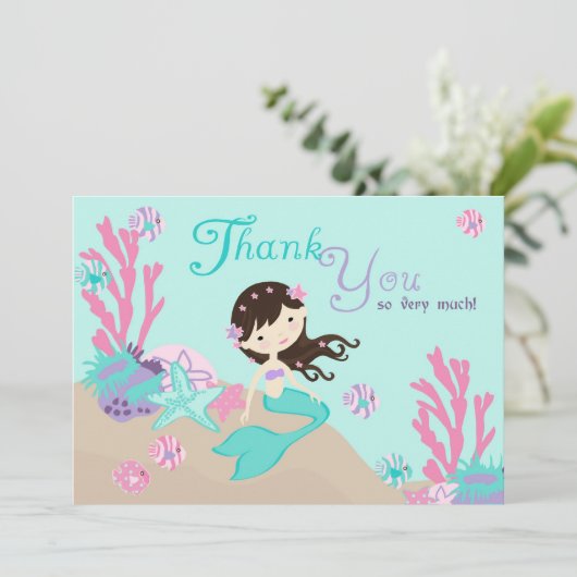 Brunette Mermaid Bedankt (Staand voorkant)