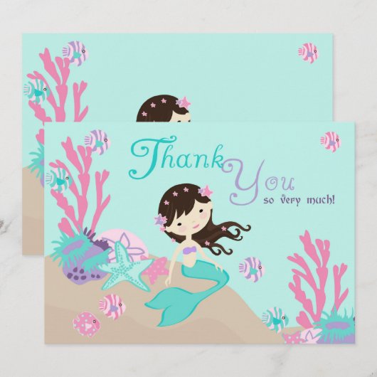Brunette Mermaid Bedankt (Voorkant / Achterkant)