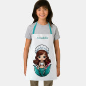 Brunette Mermaid Chef Personaliseren Schort (Insitu)