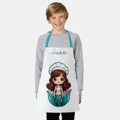 Brunette Mermaid Chef Personaliseren Schort (Gedragen)