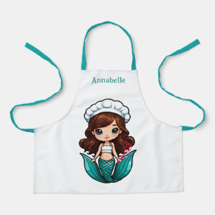  Brunette Mermaid Chef Personaliseren Schort