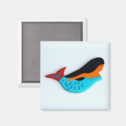 brunette mermaid magnet (Voorkant / Achterkant)
