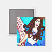 brunette mermaid magnet (Voorkant / Achterkant)