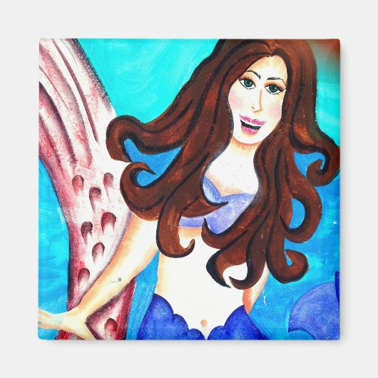 brunette mermaid magnet (Voorkant)