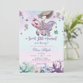 Brunette Mermaid Meisje Baby shower Onder het Zee Kaart (Staand voorkant)