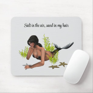 Brunette Mermaid met Starfish Mousepad Muismat