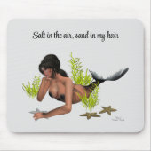 Brunette Mermaid met Starfish Mousepad Muismat (Voorkant)