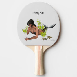 Brunette Mermaid met Starfish Ping Pong Paddle Tafeltennisbatje