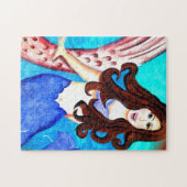 brunette mermaid puzzel legpuzzel (Horizontaal)