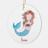 Brunette Mermaid Specialized Little Girl Daughter Keramisch Ornament (Links)