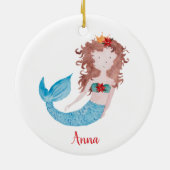 Brunette Mermaid Specialized Little Girl Daughter Keramisch Ornament (Achterkant)