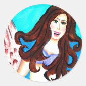 brunette mermaid sticker (Voorkant)