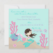 Brunette Mermaid vijfde verjaardag Kaart (Achterkant)