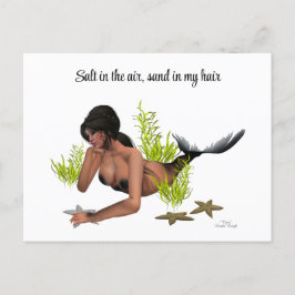 Brunette Mermaid with Starfish Briefkaart