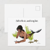 Brunette Mermaid with Starfish Briefkaart (Voorkant / Achterkant)