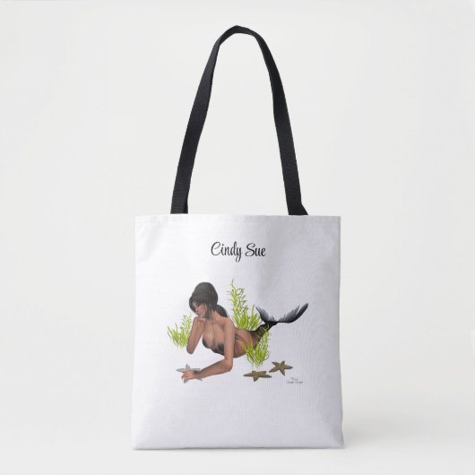 Brunette Mermaid with Starfish Canvas tas (Voorkant)
