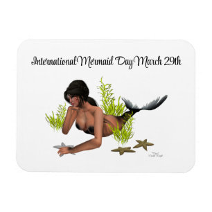 Brunette Mermaid with Starfish Flexible Magnet Magneet
