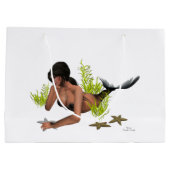 Brunette Mermaid with Starfish Gift Bag Groot Cadeauzakje (Achterkant)
