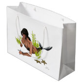 Brunette Mermaid with Starfish Gift Bag Groot Cadeauzakje (Achterkant Gekanteld)