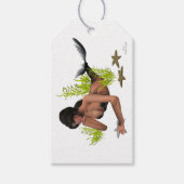Brunette Mermaid with Starfish Gift Label Cadeaulabel (Voorkant)