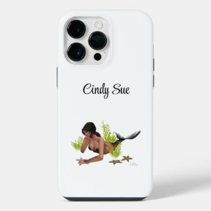 Brunette Mermaid with Starfish iPhone / iPad case 14 Pro Max Hoesje
