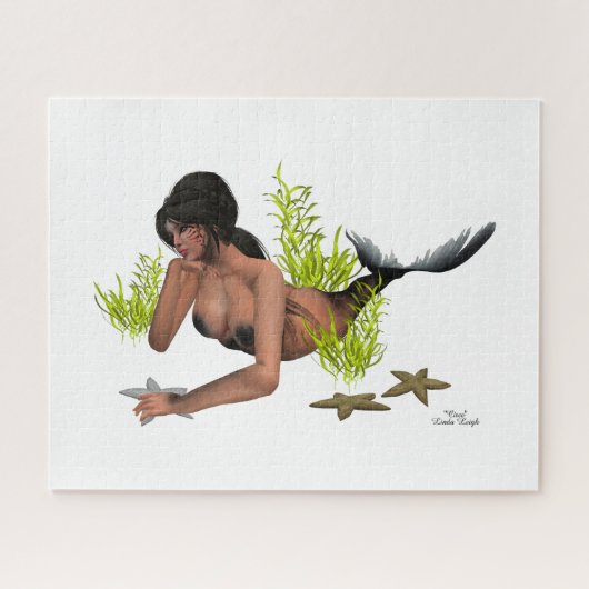 Brunette Mermaid with Starfish Jigzaag Puzzle Legpuzzel (Horizontaal)